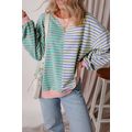Casual Stripe Colorblock Drop Shoulder Oversize...