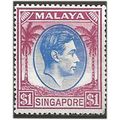 Singapore 1949 SG28 $1 Blue & Purple Perf 17.5x...