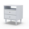 Farmhouse Rustic White Mid Century 2 Drawer Nig...