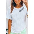 White mama Heart Embroidered Crew Neck T Shirt