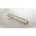Silver oval pearly white bead crystal alligator...