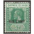 Cayman Islands 1919 SG57 1/2d Green WAR STAMP M...