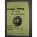 1949 Vent-Axia Ventilation Ad - Vent-Axia for better air conditions