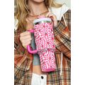 Rose Red Strawberry Checkered Print Handled Tum...