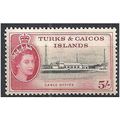 T & C Islands 1957 SG249 5/- Black & Carmine Fi...