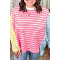 Multicolour Striped Exposed Seam Colorblock Pat...