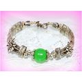 Tibetan Hill Tribe Style Silver Tone Green Bead...