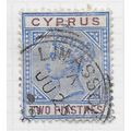 CYPRUS 1894 QV TWO PIASTRES TWO COLOURS WMK CA ...