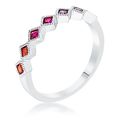 Rhodium Plated Multi-Color Septem Princess Cut ...