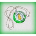 Jade Green Charm Pendant Compass Religious Icon...