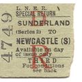 L.N.E.R. Edmondson Ticket - Sunderland to Newca...