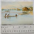 1979 postcard Native Village, Papua by Nora Dando