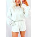 Light Grey Girly Bow Embroidered Detail Puff Sl...