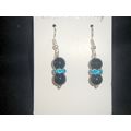 Asian style round solid black glass earrings wi...