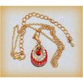 Red Pear Shaped Crystal Charm Pendant Necklace ...