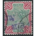 India 1892 SG106 1 Rupee Green & Aniline Carmin...