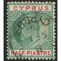 Cyprus 1902 ½pi Green and Carmine wmk Crown CA ...