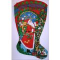 Vintage Jumbo Christmas Stocking with Santa Sce...