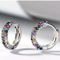 Women Jewelry Luxury 925 Silver Plated Hoop Ear...