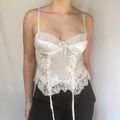 Aesthetic Lace Top Coquette Milkmaid Bow Square...