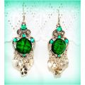 Love Heart Tibetan Hill Tribe Style Green Cryst...