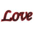 Love Bright Red Sequin Iron On Patch Badge Badg...