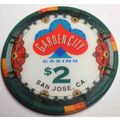 Garden City $2. Casino Chip - San Jose, California