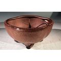 "Aztec Orange Ceramic Bonsai Pot - Lotus Shaped...