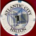Hilton. $1 Casino Chip. Atlantic City, NJ. B84.