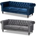 Velvet Chesterfield Trans Sofa Button Tuft Silv...