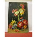 ROSES AND CARNATIONS, FLOWER ARRANGEMENT antiqu...