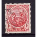 BARBADOS 1916 SG 183a 1d CARMINE RED FINE USED