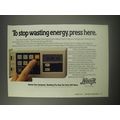 1990 Hunter Programmable Thermostat Ad - To stop wasting energy, press here