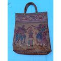 VINTAGE LEATHER "INDIA" PRINT BAG
