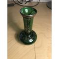 Small Emerald Green Vase With Silver Hand Paint...