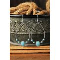 Silver Western Turquoise Water Drop Hook Earrings