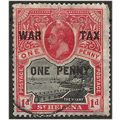 St Helena 1916 SG87 1d + 1d Black & Scarlet WAR...