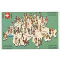 Switzerland Costume Map Postcard 407