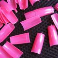 Nail Tips Colour hot pink French False Gel Squa...