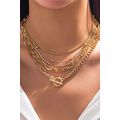 Gold 5pcs Layered Rhinestone Chain Collarbone N...