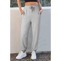 Light Grey Solid Color Fleece Lined Drawstring ...