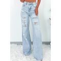 Beau Blue Light Wash Distressed High Waist Wide...