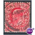 GB stamps 1902-10 KEV11 - 1d SG219 Beckenham 6