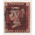 Sg43 1d red plate 208 fine used " A E" (REDS)