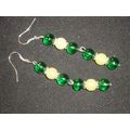 Stunning dark & lime green crystal glass long d...