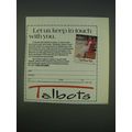 1989 Talbots Fashion Ad - Let us keep in touch with you