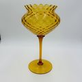 Italian Empoli amber glass diamond optic tall c...