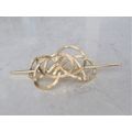 Glold knot metal filigree hair slide stick clip...