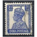India 1943 SG272 3 1/2a Bright Blue Fine Used .
