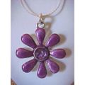 Purple Flower Necklace Large Enamel Flower Pinw...